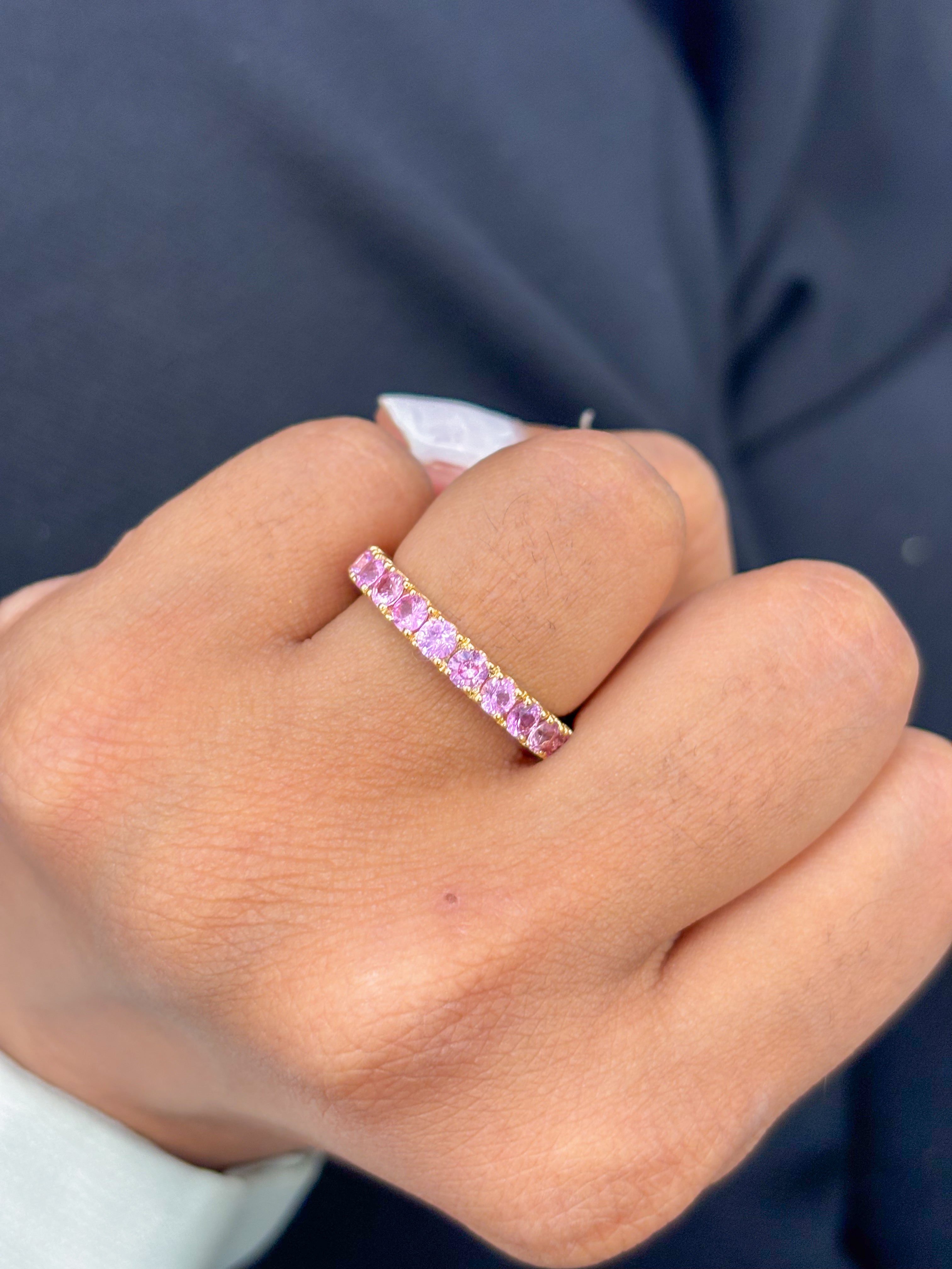 JPRG-2900/7523 Pink Sapphire Round 2.80Mm Ring | 18K