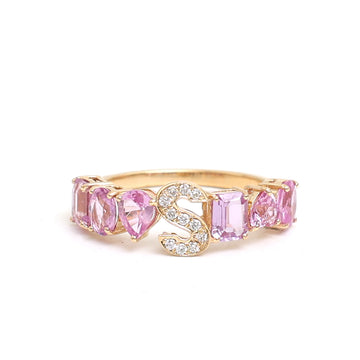JPRG-2907/7530 Pink Sapphire With Diamond S Letter Ring | 18K