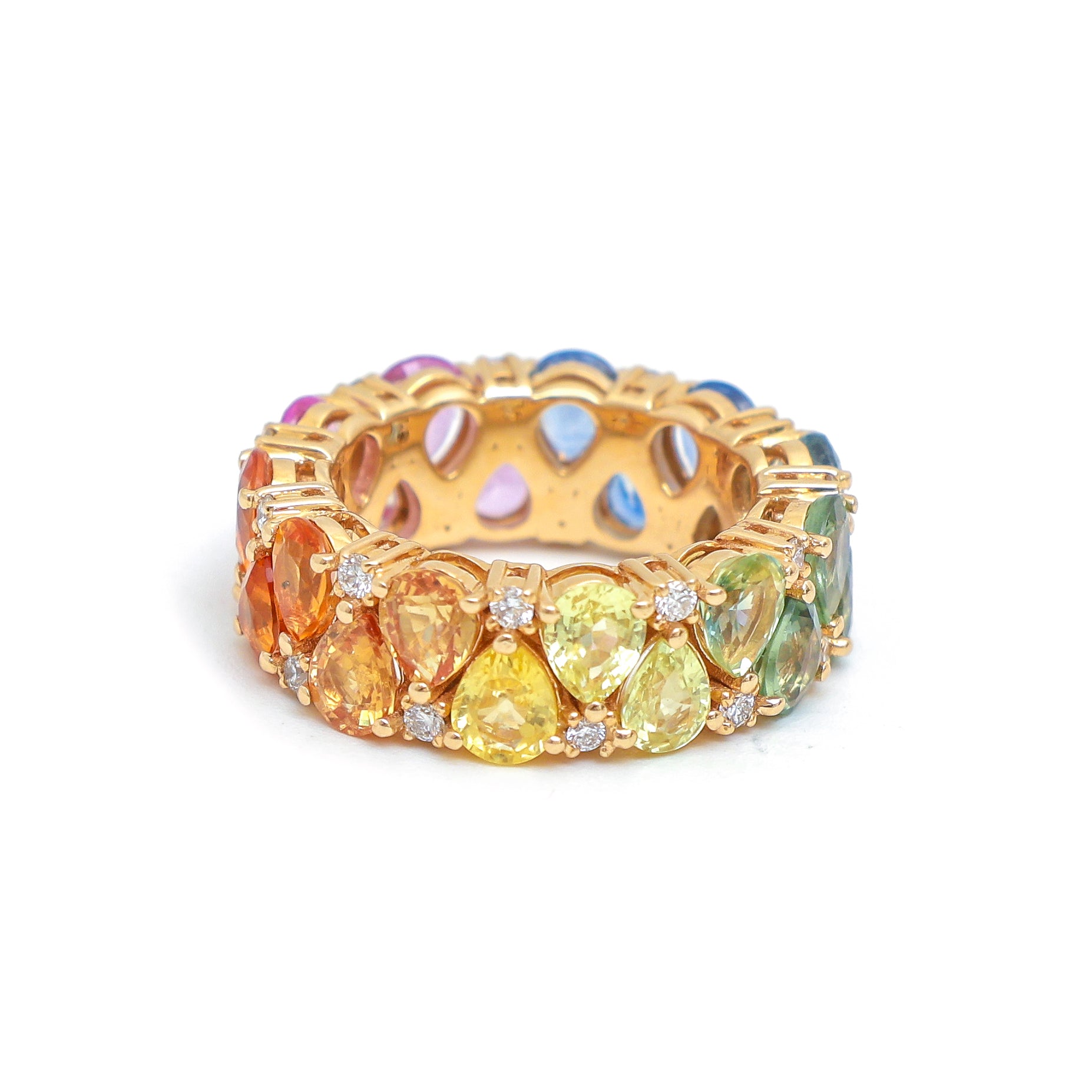 JPRG-2917/7547 Rainbow Sapphire Diamond Ring | 14K