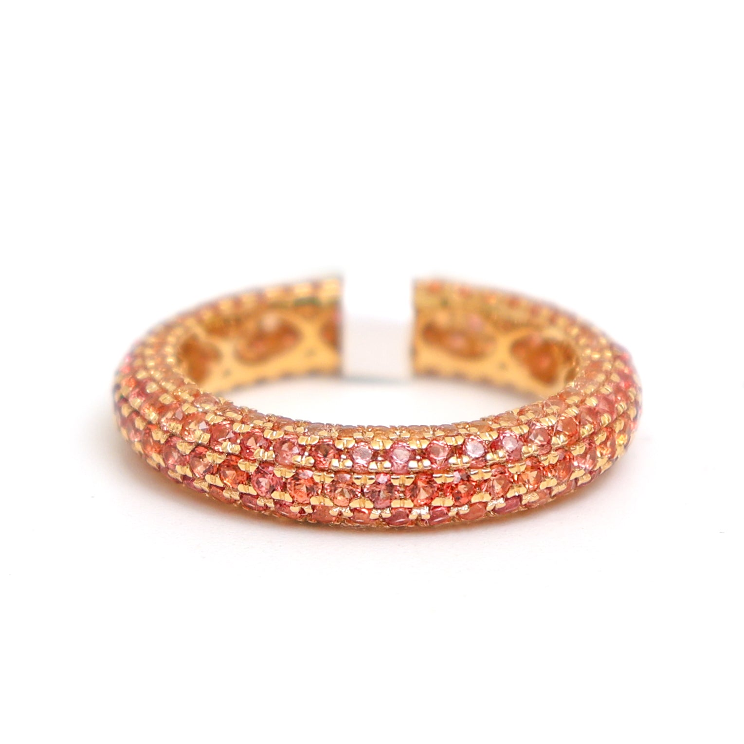 JPRG-2922/7564 Orange Sapphire Round Pave Ring | 18K