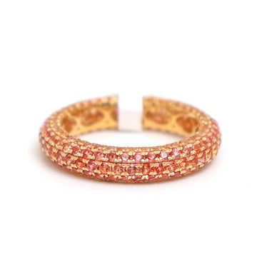 JPRG-2922/7564 Orange Sapphire Round Pave Ring | 18K