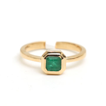 JPRG-2926/7590 Emerald Square Octagon Bezel Set Ring | 18K