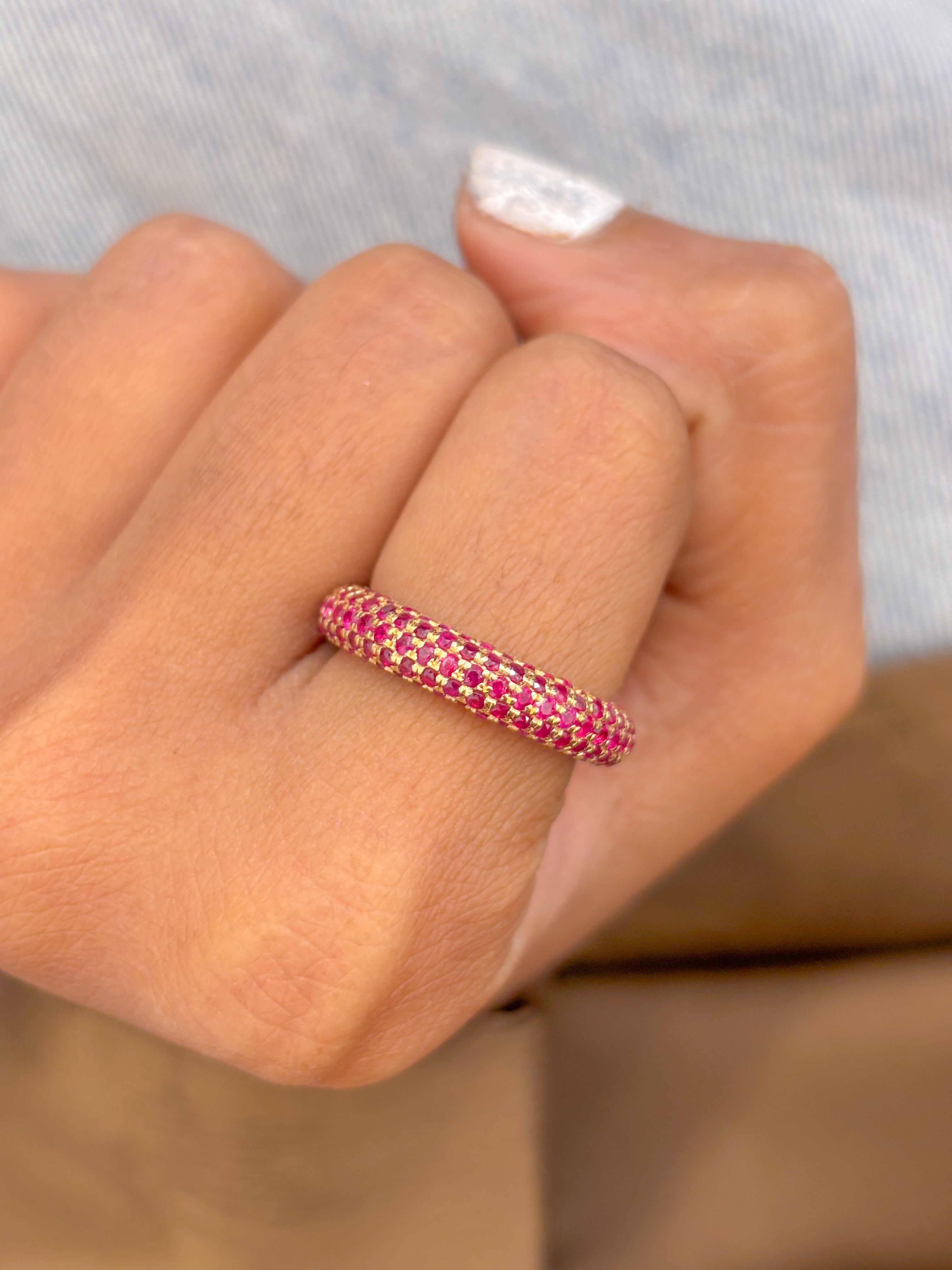 JPRG-2927/7596 Ruby Five Line Pave Ring | 18K