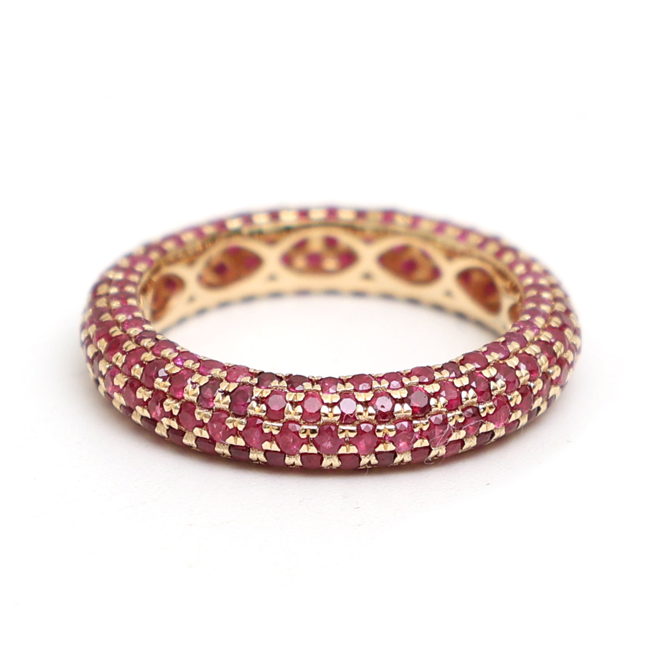 JPRG-2927/7596 Ruby Five Line Pave Ring | 18K
