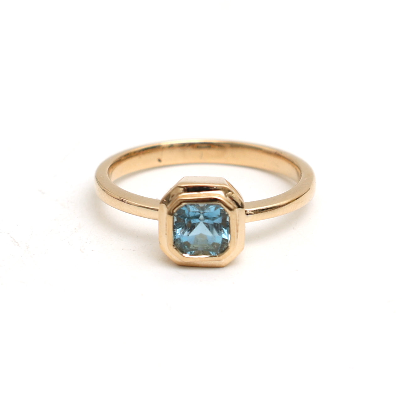 JPRG-2933/7624 Aquamarine Square Octagon Bezel Set Ring | 18K