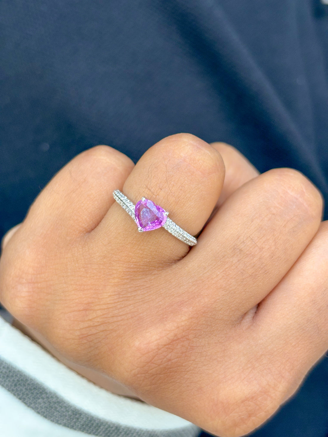 JPRG-2941/7648 Pink Sapphire Heart Bypass Ring | 18K