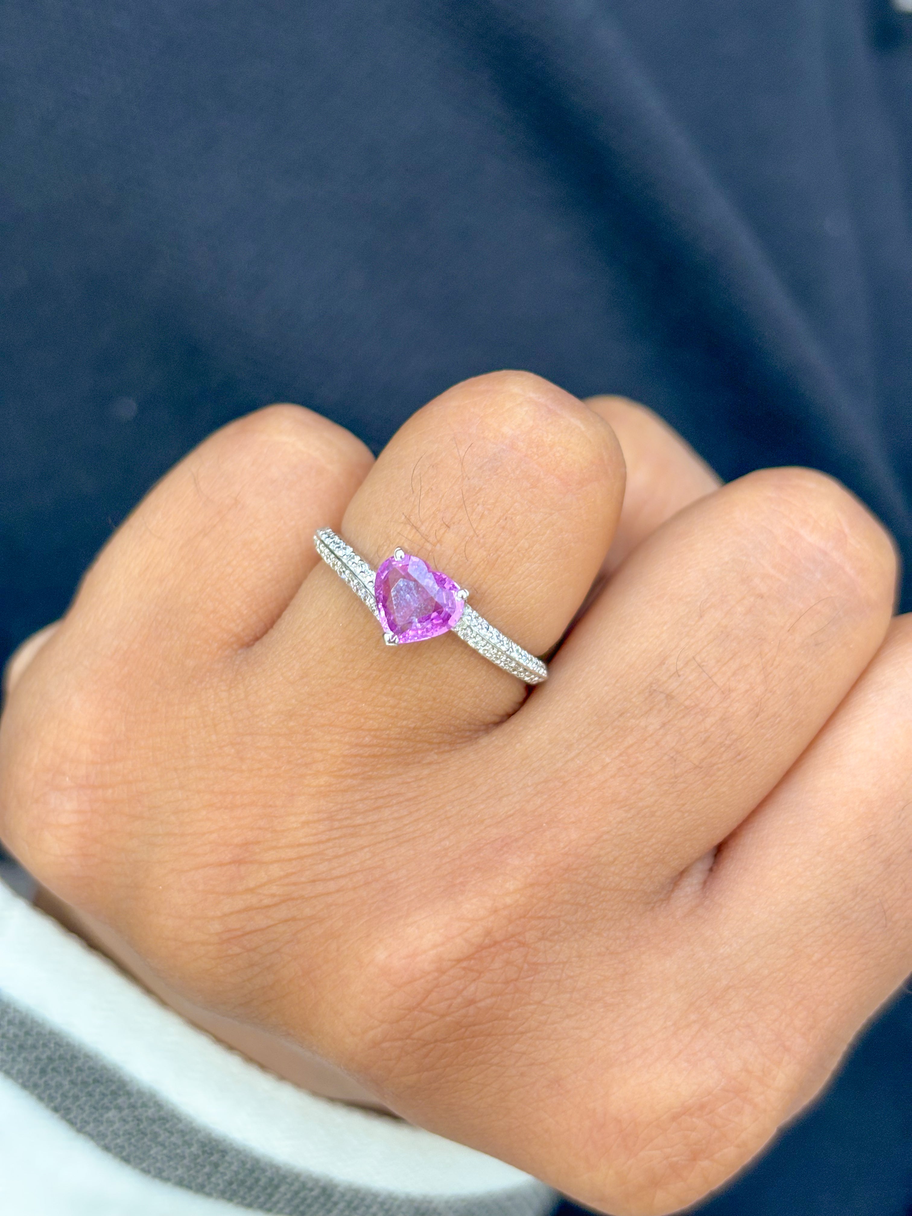 JPRG-2941/7648 Pink Sapphire Heart Bypass Ring | 18K