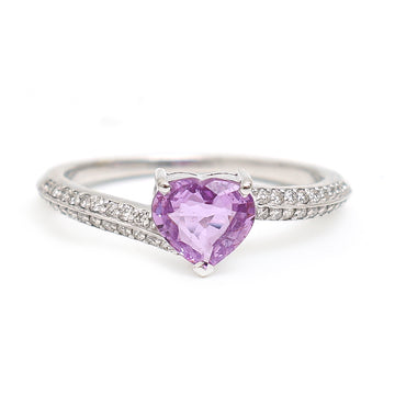 JPRG-2941/7648 Pink Sapphire Heart Bypass Ring | 18K