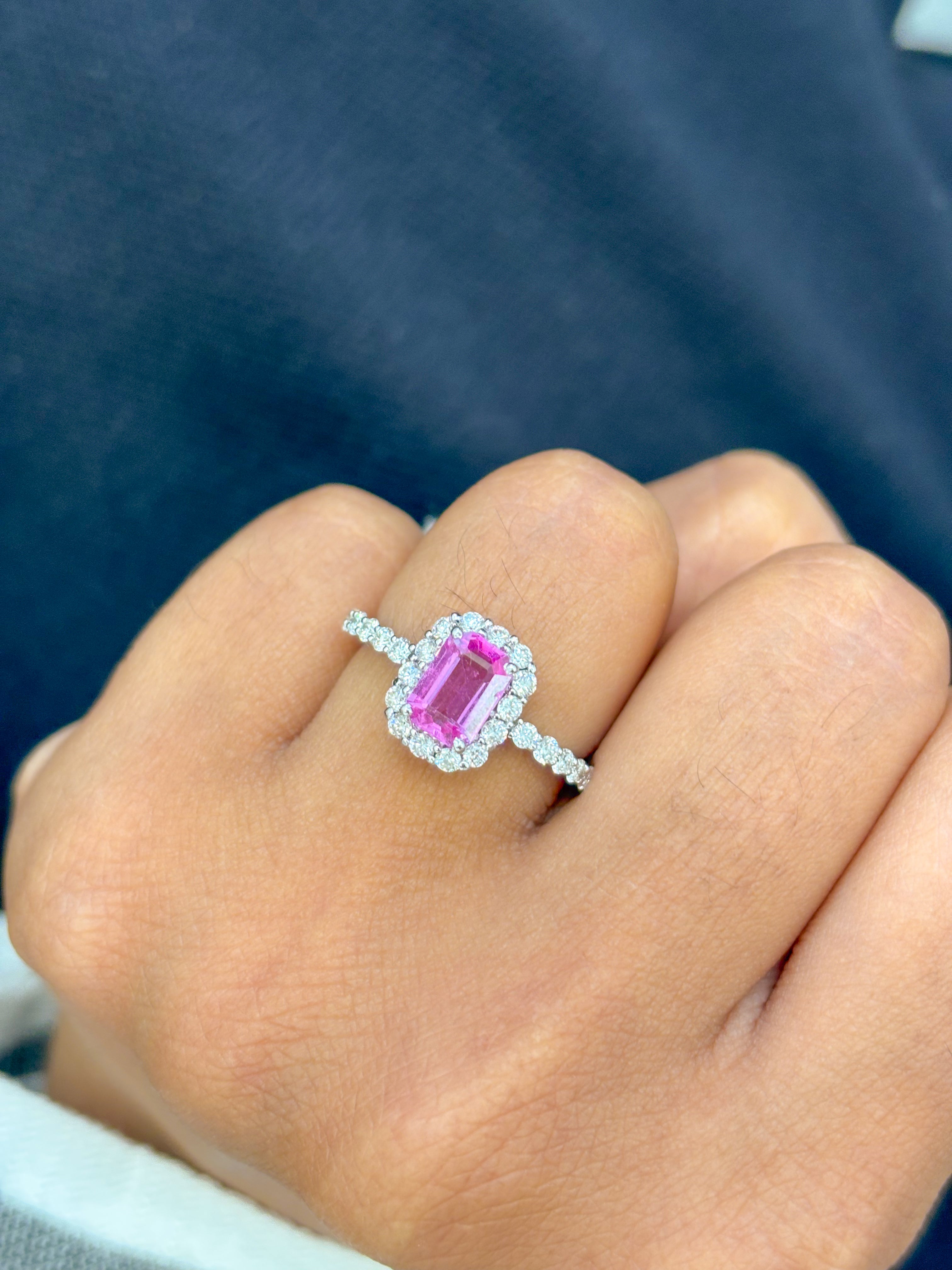 JPRG-2960/7719 Pink Sapphire Octagon Diamond Halo Ring | 18K