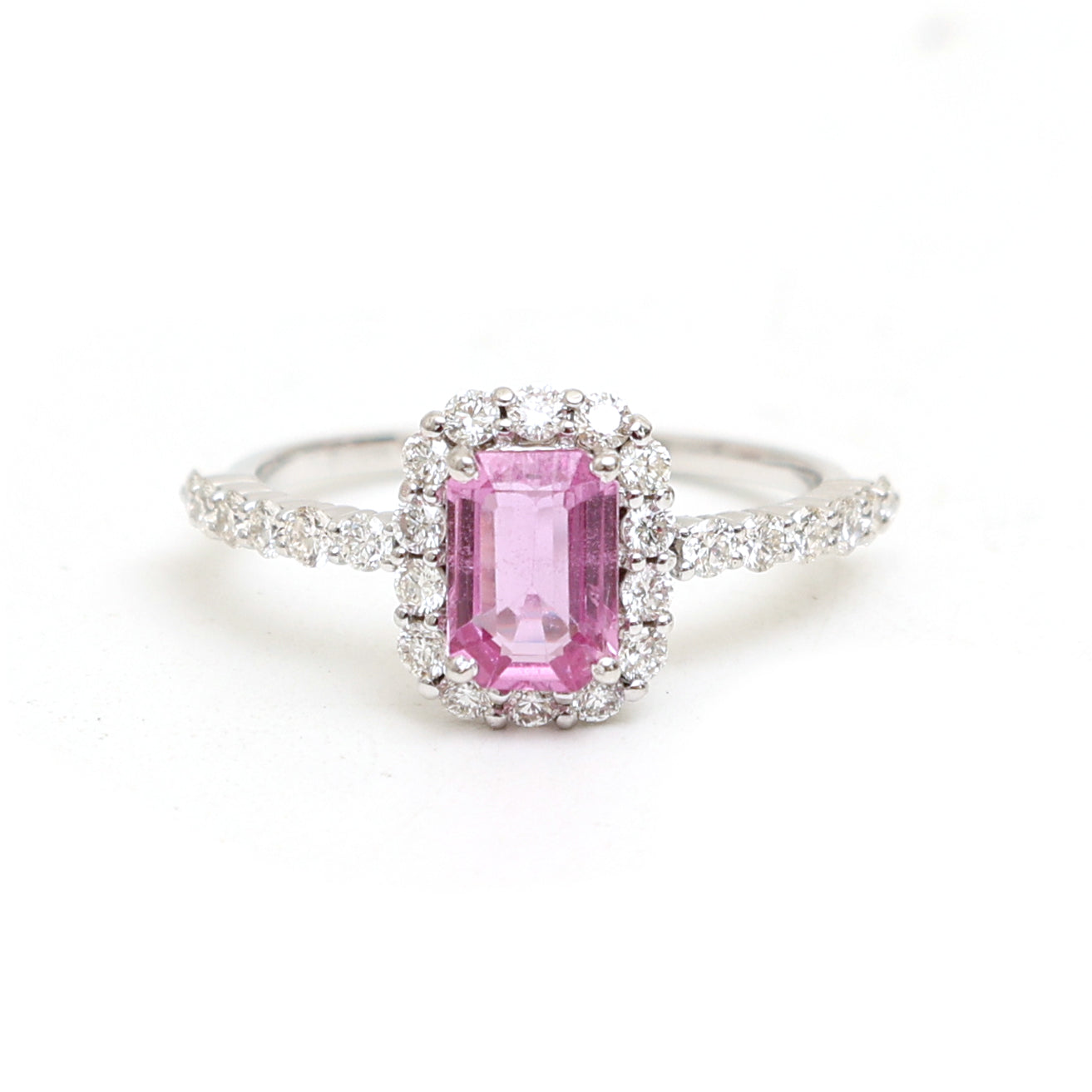 JPRG-2960/7719 Pink Sapphire Octagon Diamond Halo Ring | 18K