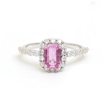 JPRG-2960/7719 Pink Sapphire Octagon Diamond Halo Ring | 18K