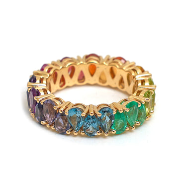 JPRG-2964/7724 Rainbow Gemstone Pear Up Down Eternity Band Ring | 18K