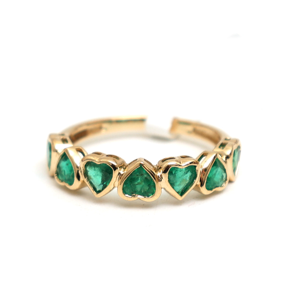JPRG-2968/7728 Emerald Heart Bezel Set Half Eternity Ring | 18K