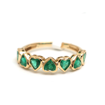 JPRG-2968/7728 Emerald Heart Bezel Set Half Eternity Ring | 18K
