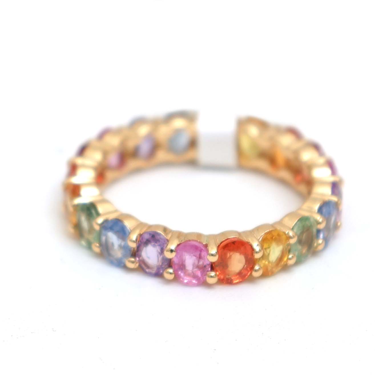 JPRG-2973/7733 Rainbow Sapphire Oval Eternity Band Ring | 18K