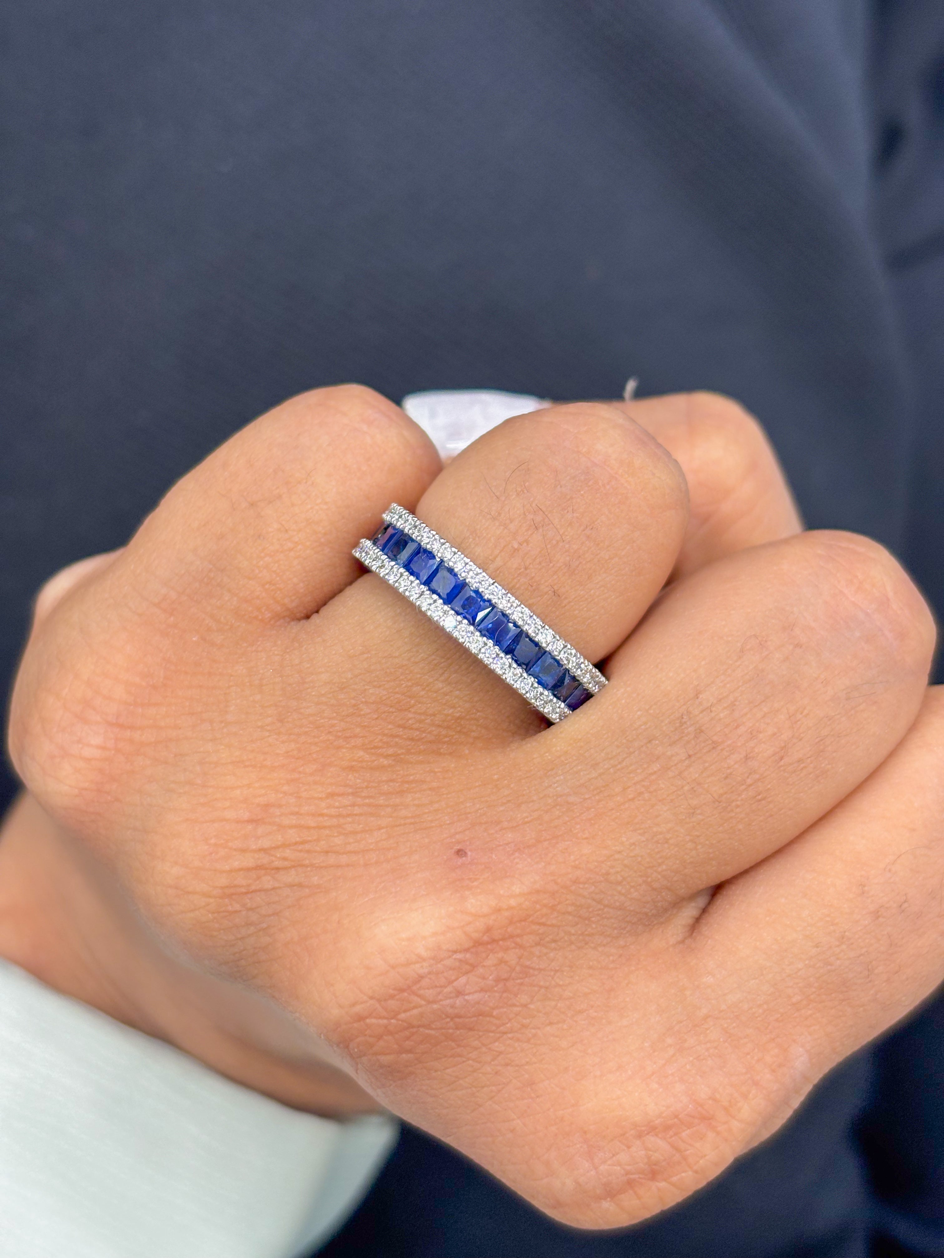 JPRG-2982/7772 Blue Sapphire Princess Cut Diamond Ring | 18K