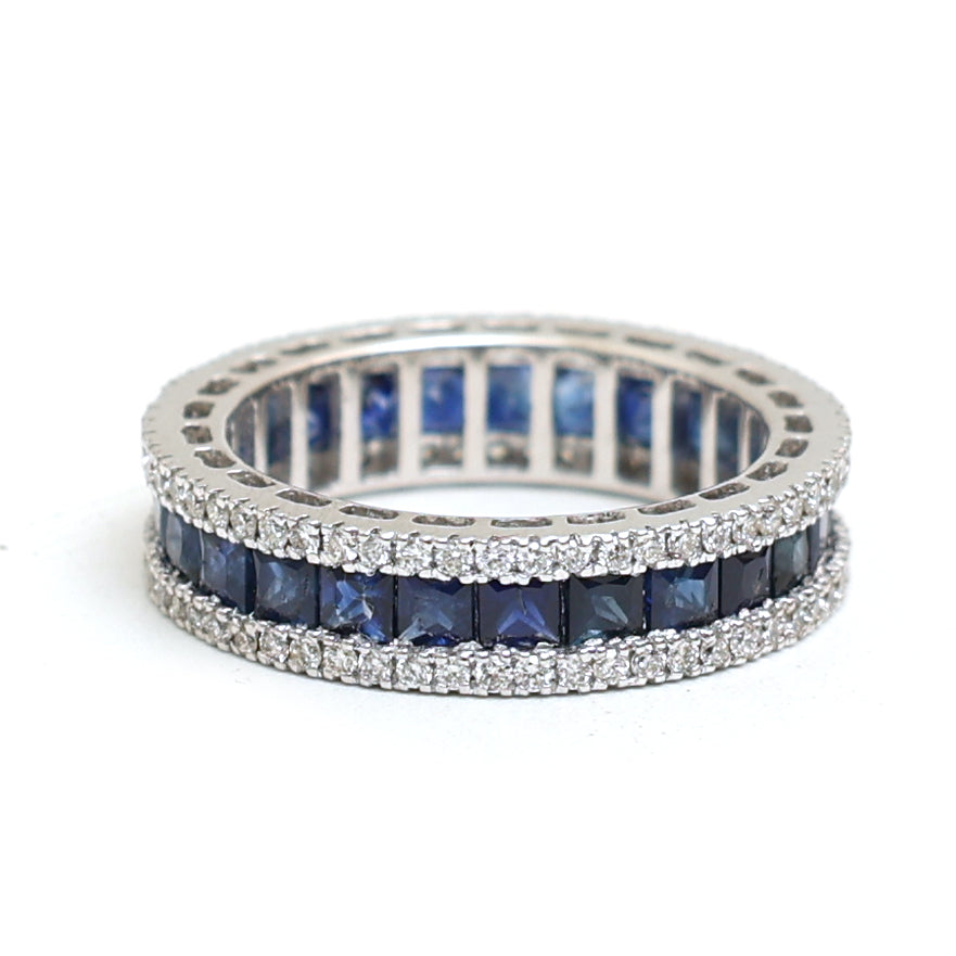 JPRG-2982/7772 Blue Sapphire Princess Cut Diamond Ring | 18K