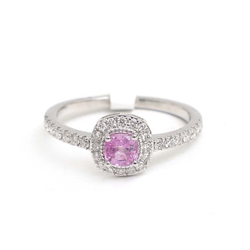 JPRG-2994/7785 Pink Sapphire Cushion Halo Diamond Ring | 18K