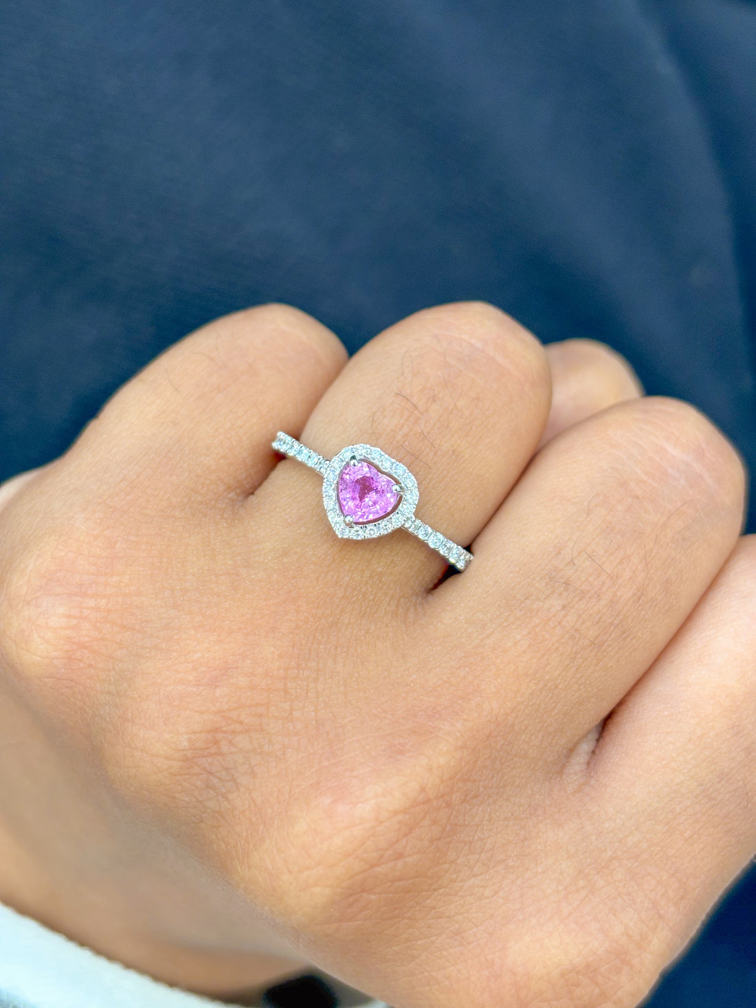 JPRG-2995/7786 Pink Sapphire Heart Diamond Halo Ring | 18K