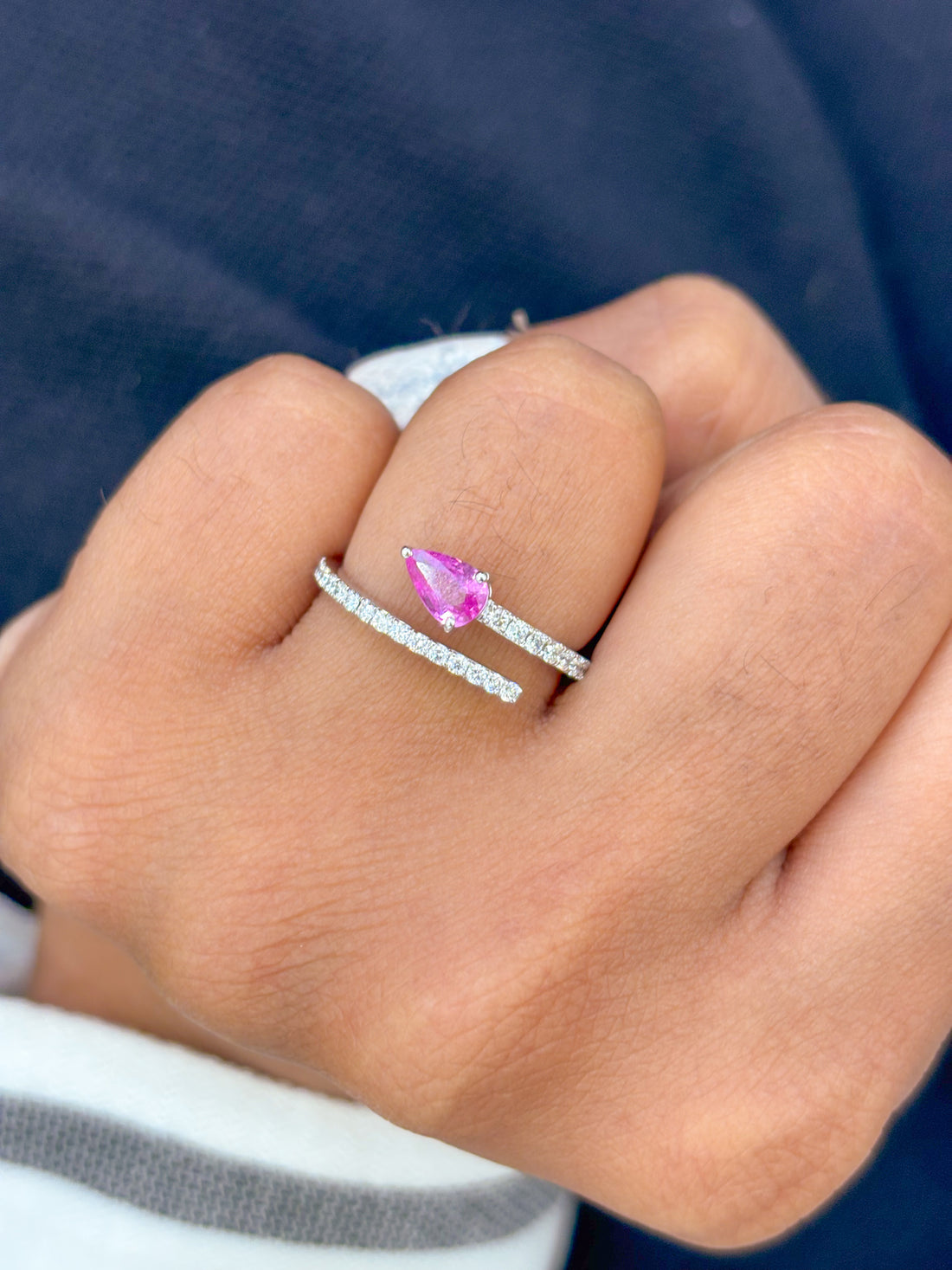 JPRG-2997/7788 Pink Sapphire Pear Diamond Ring | 18K