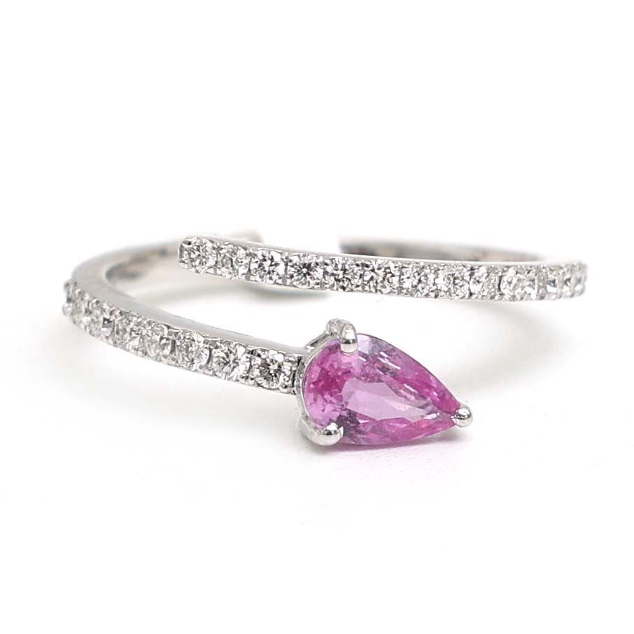 JPRG-2997/7788 Pink Sapphire Pear Diamond Ring | 18K