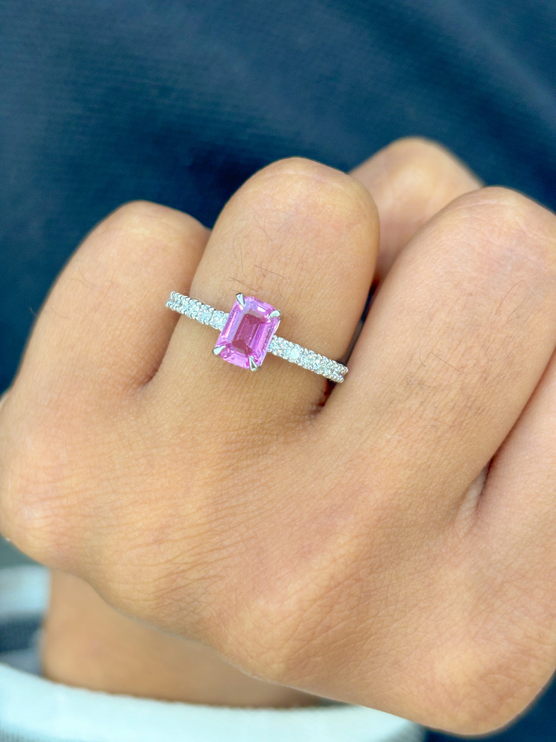 JPRG-2998/7789 Pink Sapphire Octagon Diamond Ring | 18K