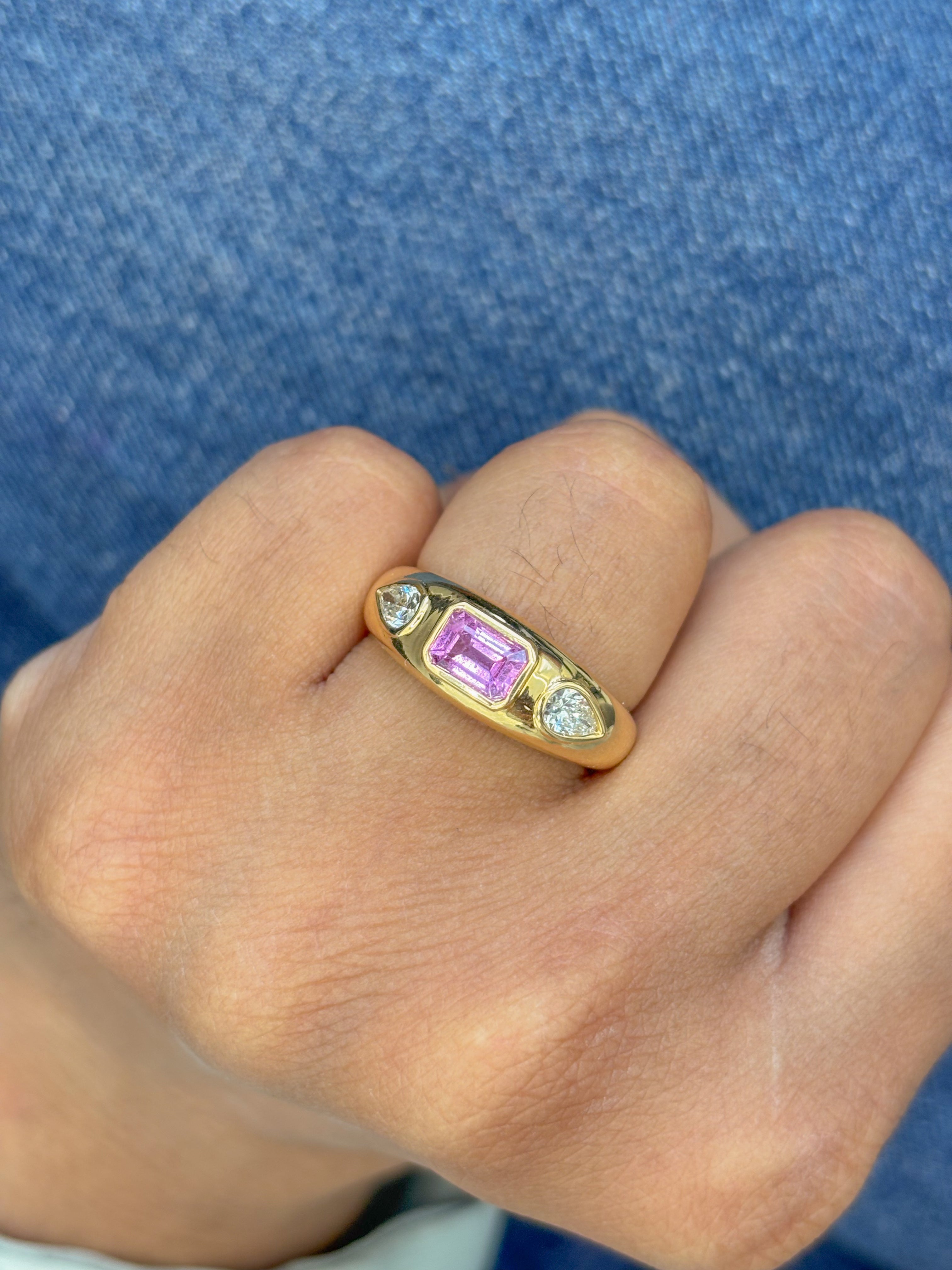 JPRG-3009/7827 Pink Sapphire Octagon Pear Diamond Chunky Ring | 18K