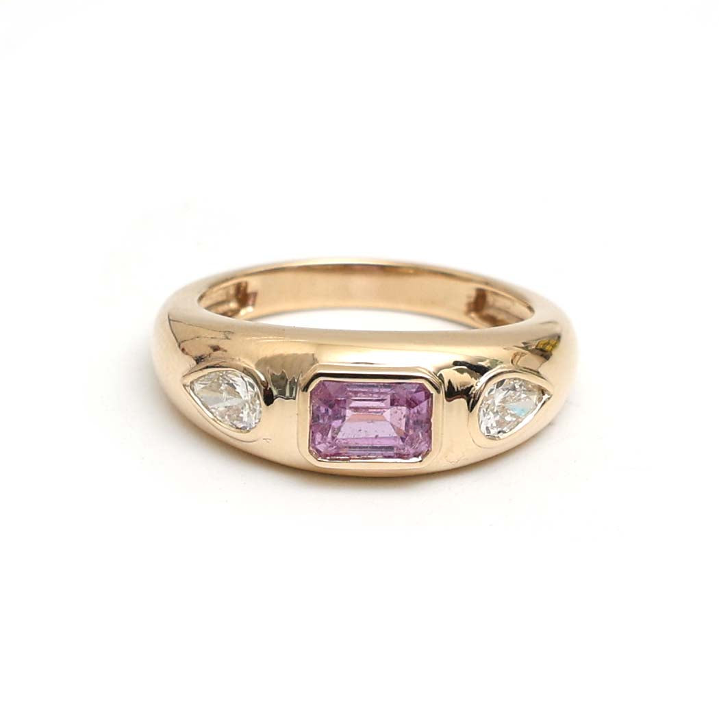 JPRG-3009/7827 Pink Sapphire Octagon Pear Diamond Chunky Ring | 18K