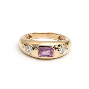 JPRG-3009/7827 Pink Sapphire Octagon Pear Diamond Chunky Ring | 18K