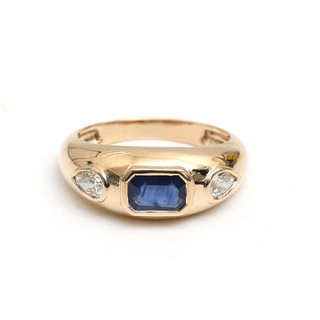 JPRG-3011/7829 Blue Sapphire Octagon Diamond Chunky Ring | 18K
