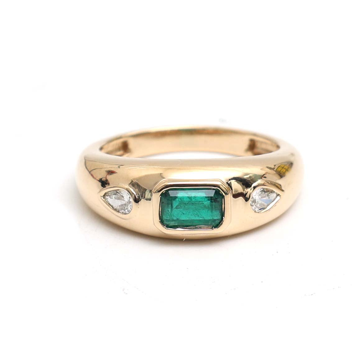 JPRG-3012/7830 Emerald Octagon Diamond Pear Chunky Ring | 18K