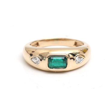 JPRG-3012/7830 Emerald Octagon Diamond Pear Chunky Ring | 18K