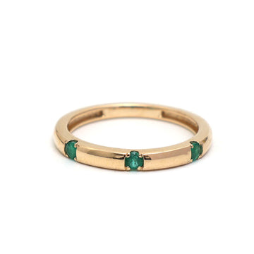JPRG-3033/7884 Emerald Round Flush Set Half Eternity Band Ring | 18K