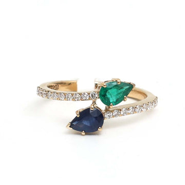 JPRG-3045/7924 Emerald Blue Sapphire Pear Ring | 18K
