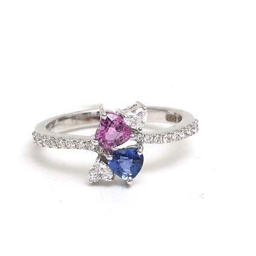 JPRG-3050/7929 Pink Sapphire Blue Sapphire Heart Ring | 18K