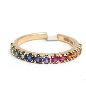 JPRG-3051/7985 Rainbow Sapphire Round Half Eternity Ring | 18K