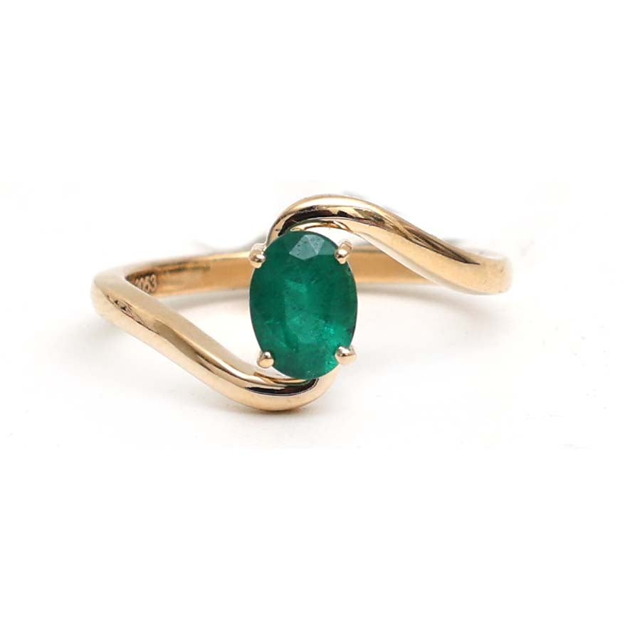 JPRG-3053/7987 Emerald Oval Bypass Ring | 18K