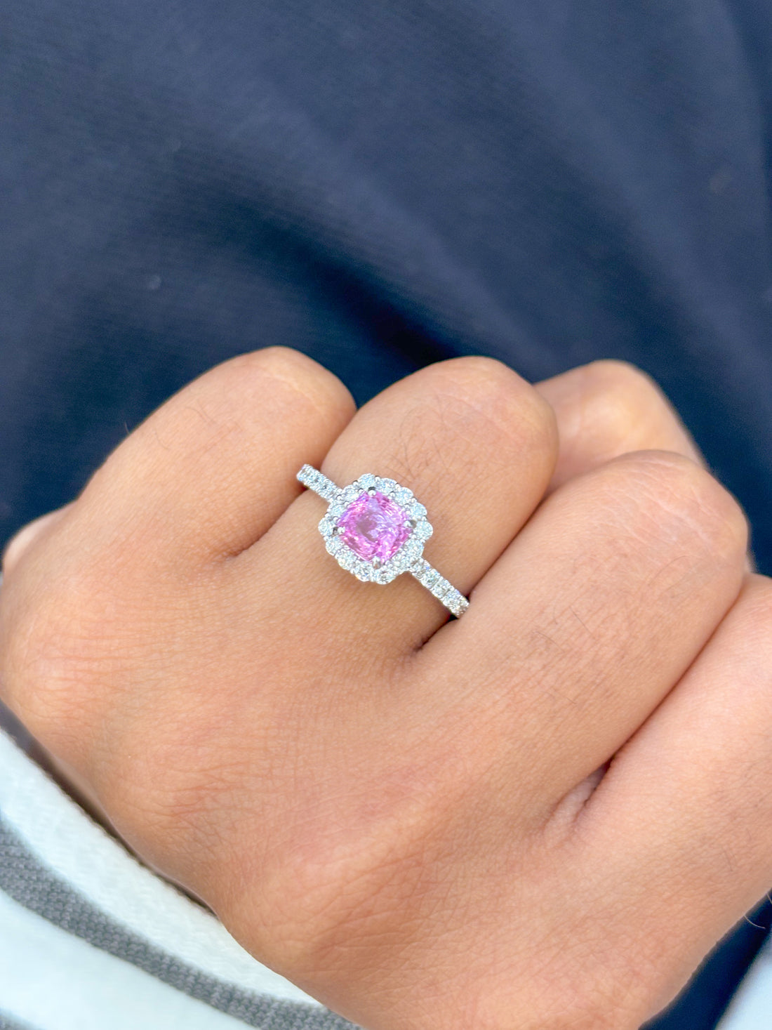 JPRG-3061/8030 Pink Sapphire Cushion Cut Diamond Ring | 18K