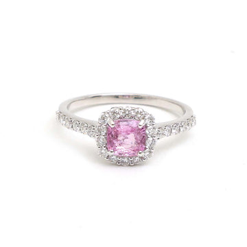 JPRG-3061/8030 Pink Sapphire Cushion Cut Diamond Ring | 18K