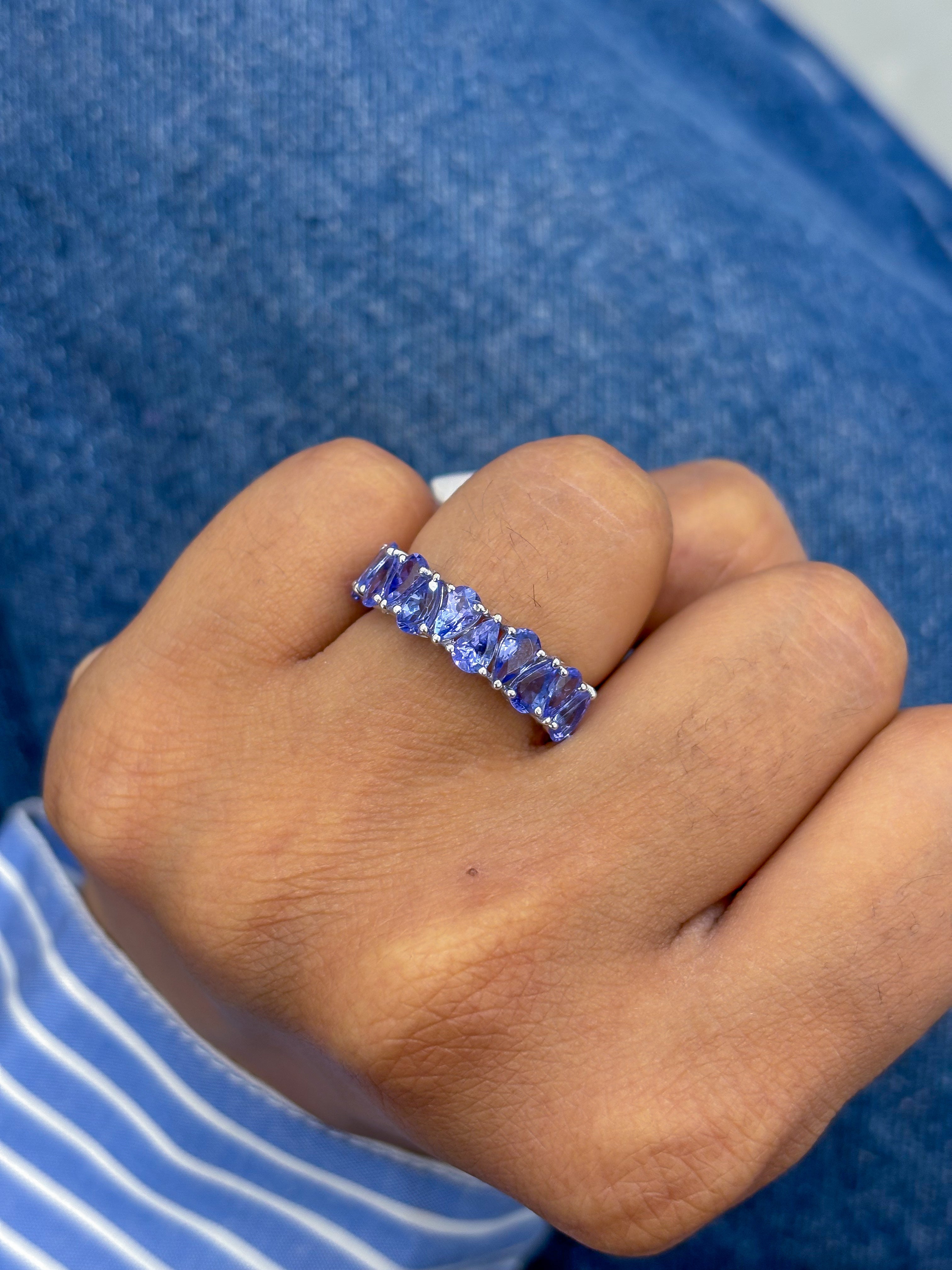 JPRG-3062/8031 Tanzanite Pear Up Down Half Eternity Band Ring | 18K