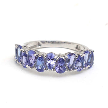 JPRG-3062/8031 Tanzanite Pear Up Down Half Eternity Band Ring | 18K