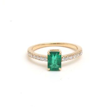 JPRG-3065/8034 Emerald Octagon Diamond Ring | 18K
