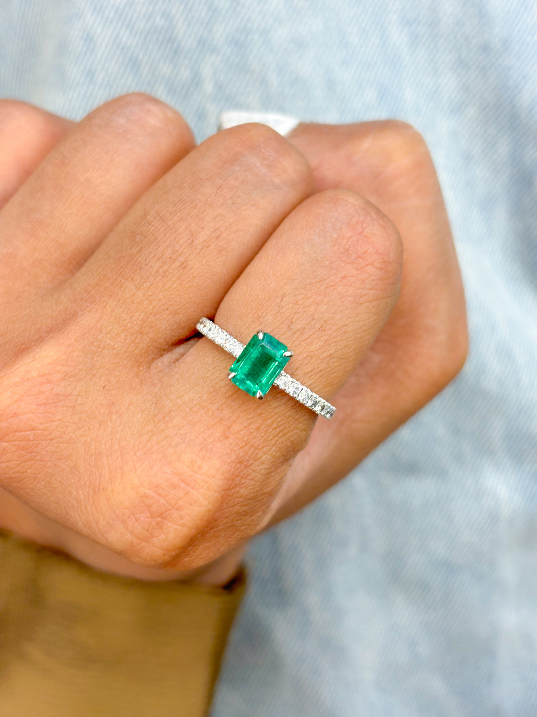 JPRG-3066/8035 Emerald Octagon Diamond Ring | 18K