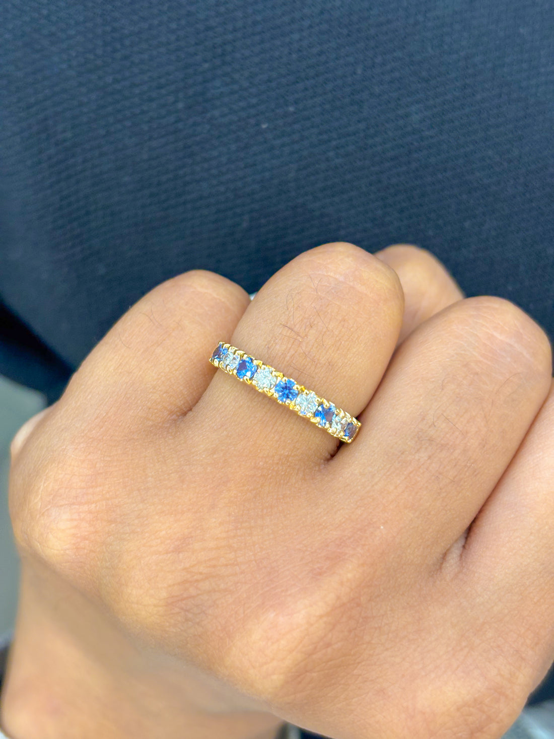 JPRG-3075/8050 Blue Sapphire Round Diamond Ring | 18K