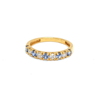 JPRG-3075/8050 Blue Sapphire Round Diamond Ring | 18K