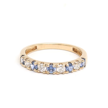 JPRG-3075/8050 Blue Sapphire Round Diamond Ring | 18K