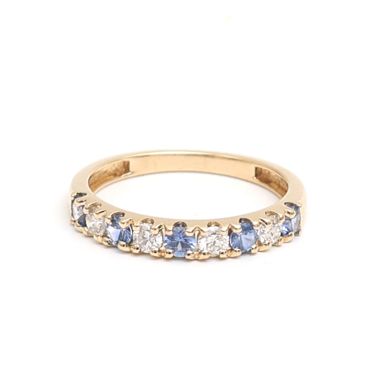JPRG-3075/8050 Blue Sapphire Round Diamond Ring | 18K