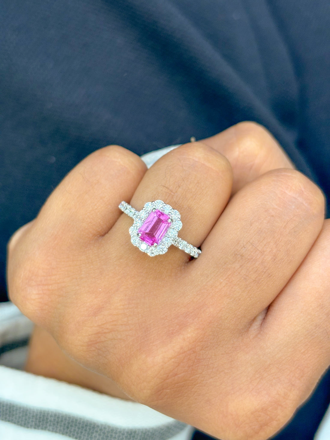 JPRG-3085/8072 Pink Sapphire Octagon With Diamond Ring | 18K