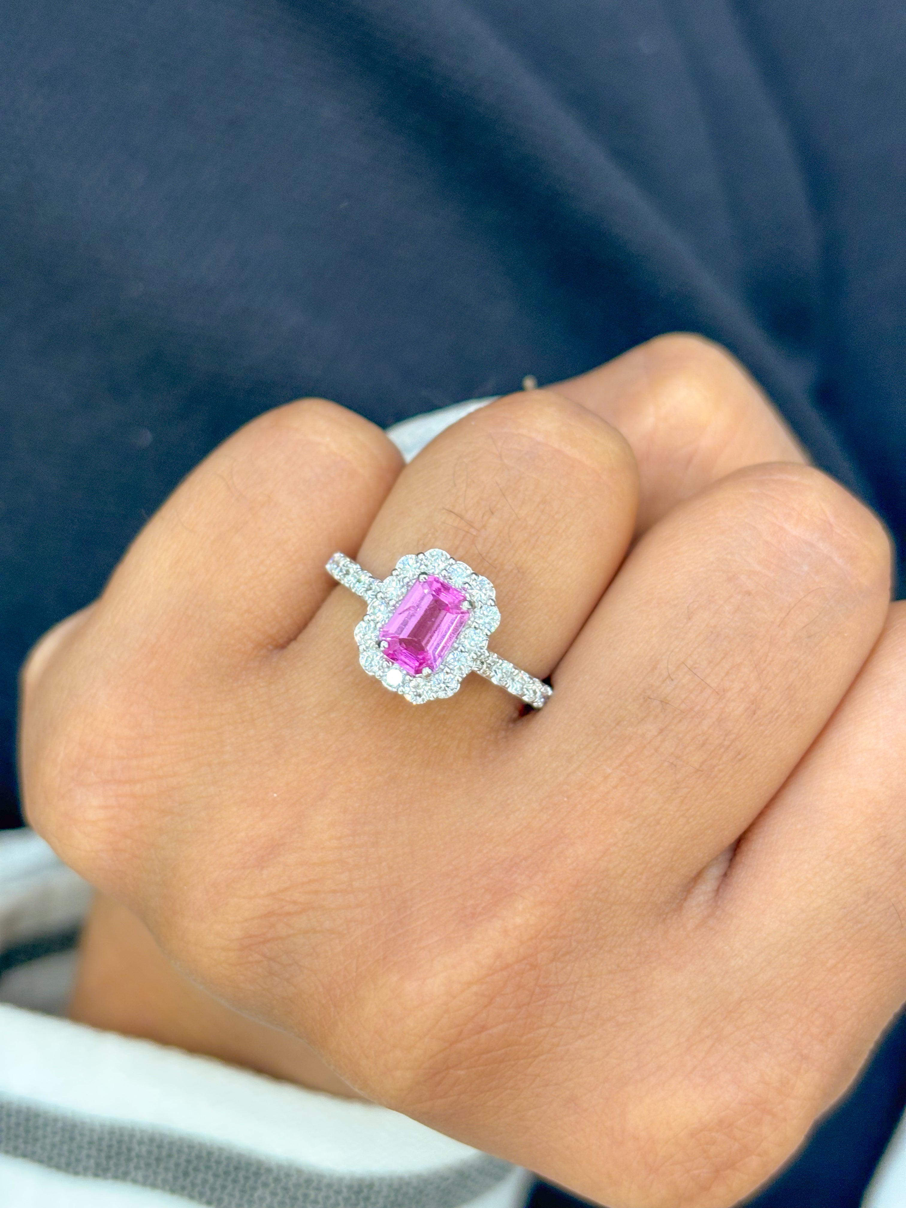JPRG-3085/8072 Pink Sapphire Octagon With Diamond Ring | 18K