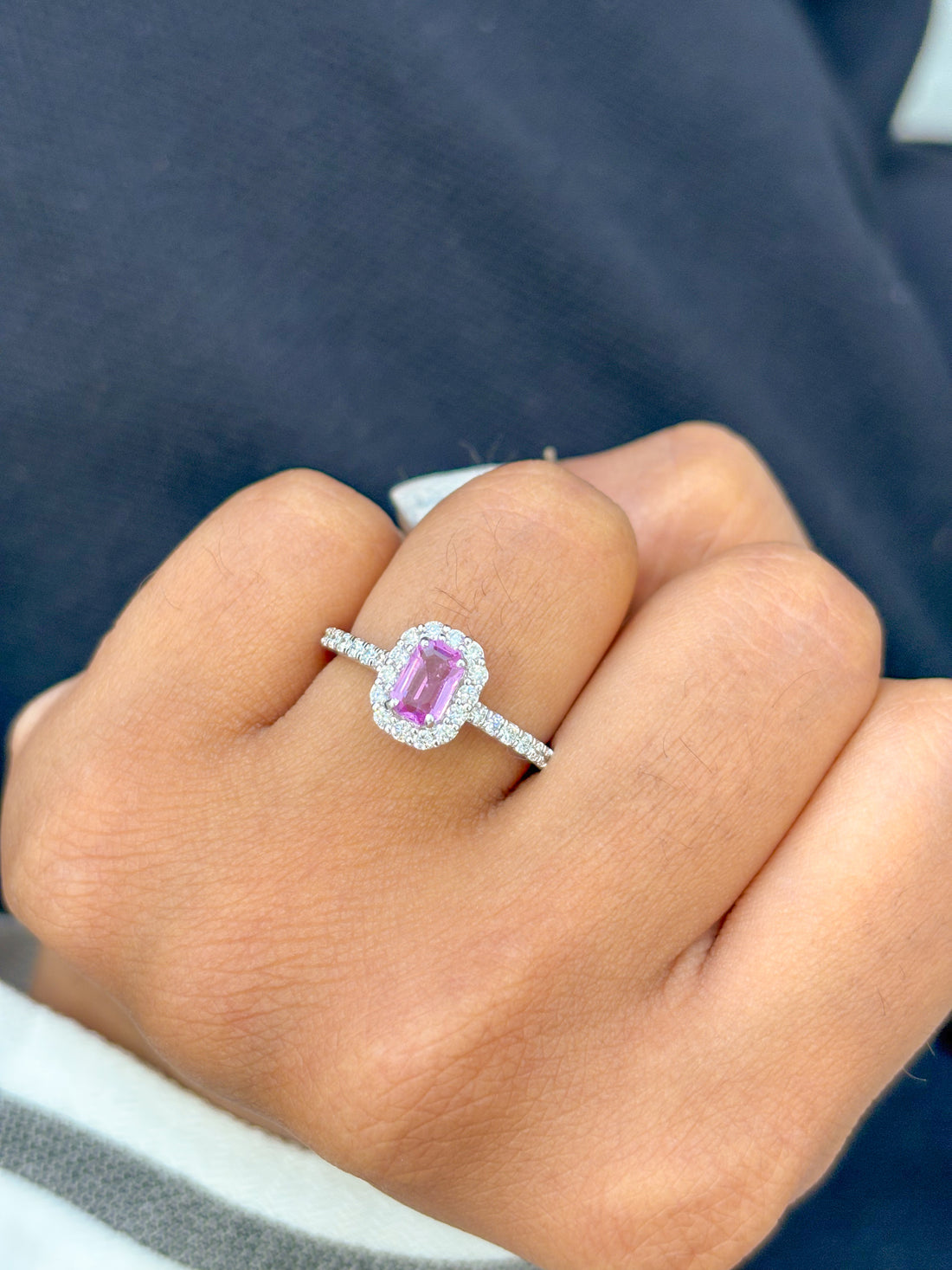JPRG-3088/8078 Pink Sapphire Octagon With Diamond Ring | 18K